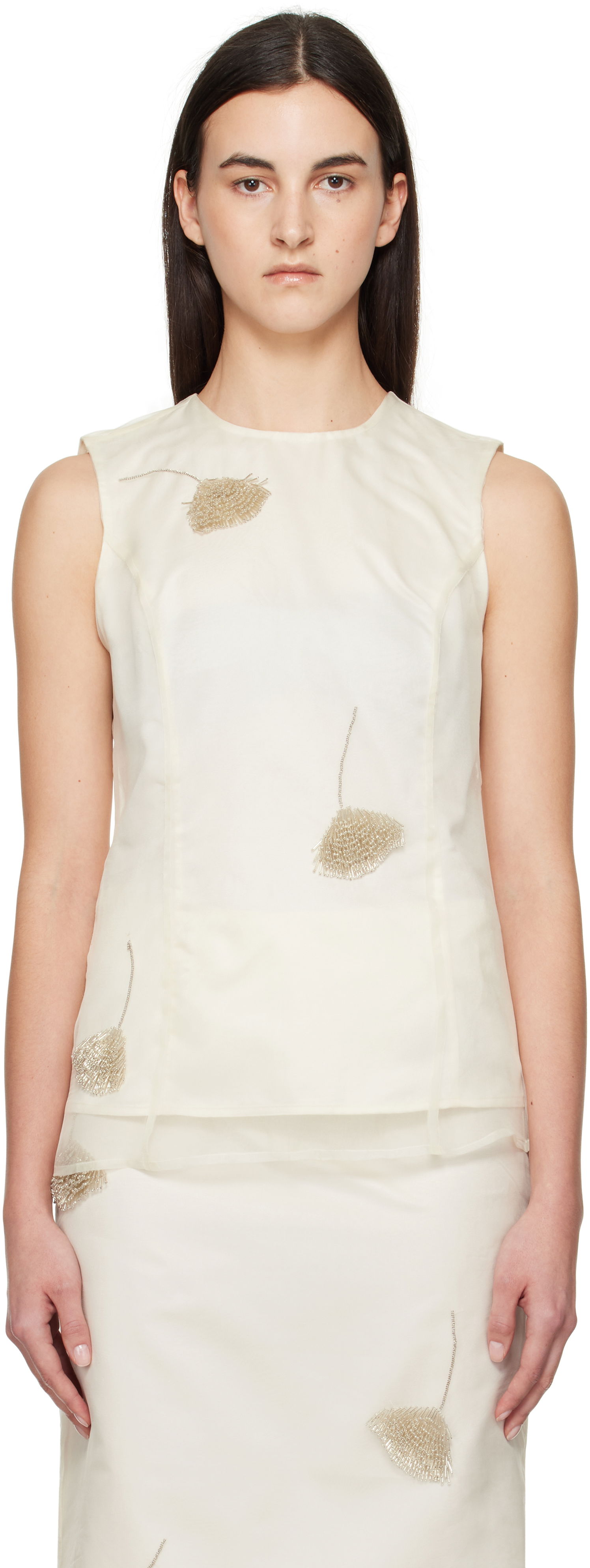 Pокля Róhe Róhe Embellished Tulip Organza Top Бяло | 414-20-148, 0