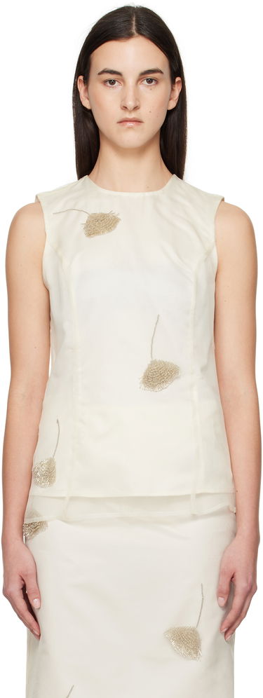 Pокля Róhe Róhe Embellished Tulip Organza Top Бяло | 414-20-148, 0