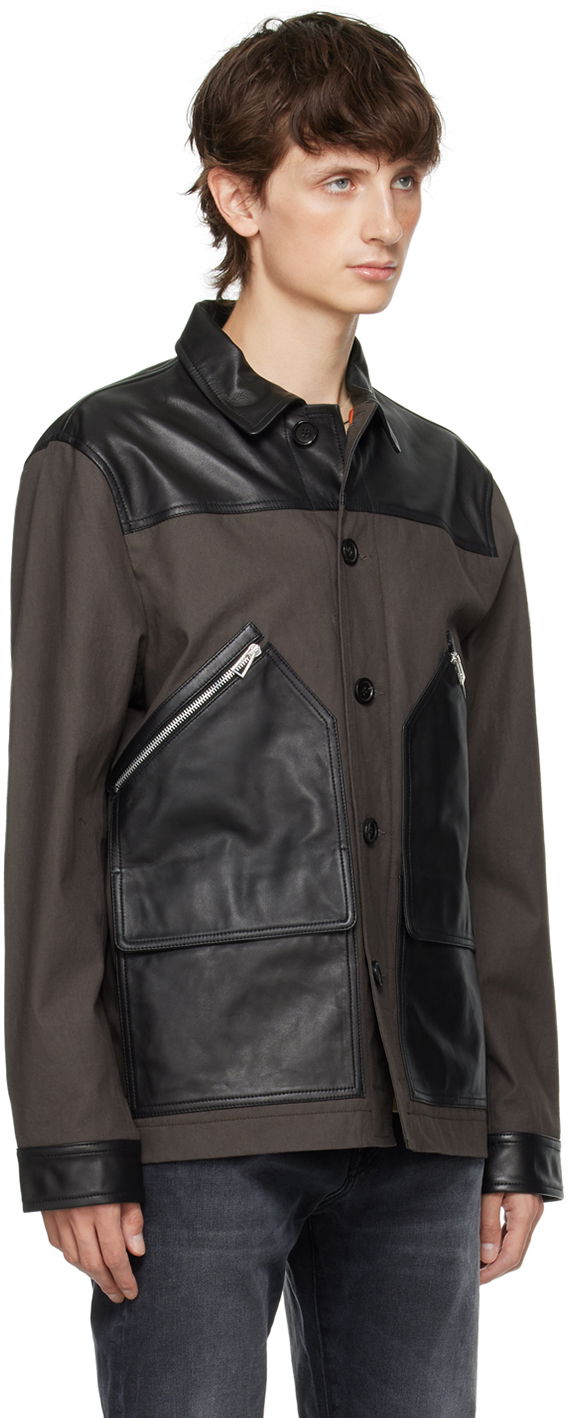 Яке Paul Smith PS Paul Smith Paneled Leather Jacket Сиво | M2R-319YL-L21450, 1