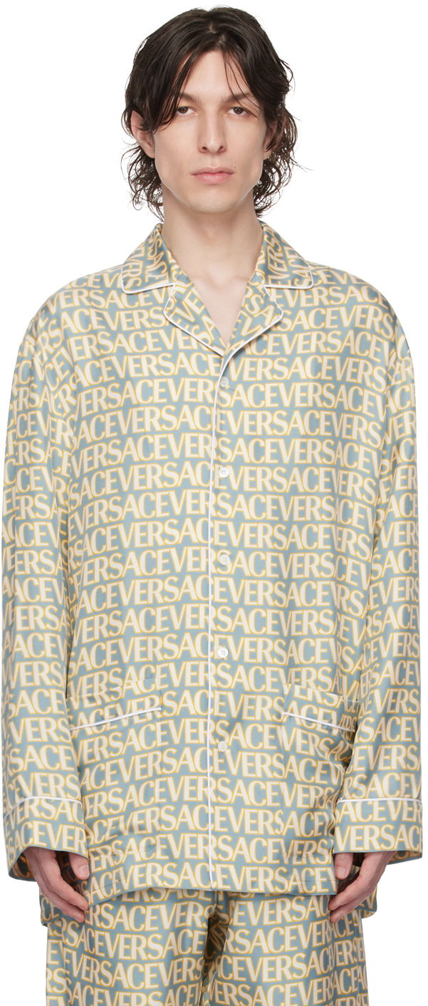 Пижама Versace Versace Allover Print Pyjama Shirt Синьо | 1005376_1A07866, 0