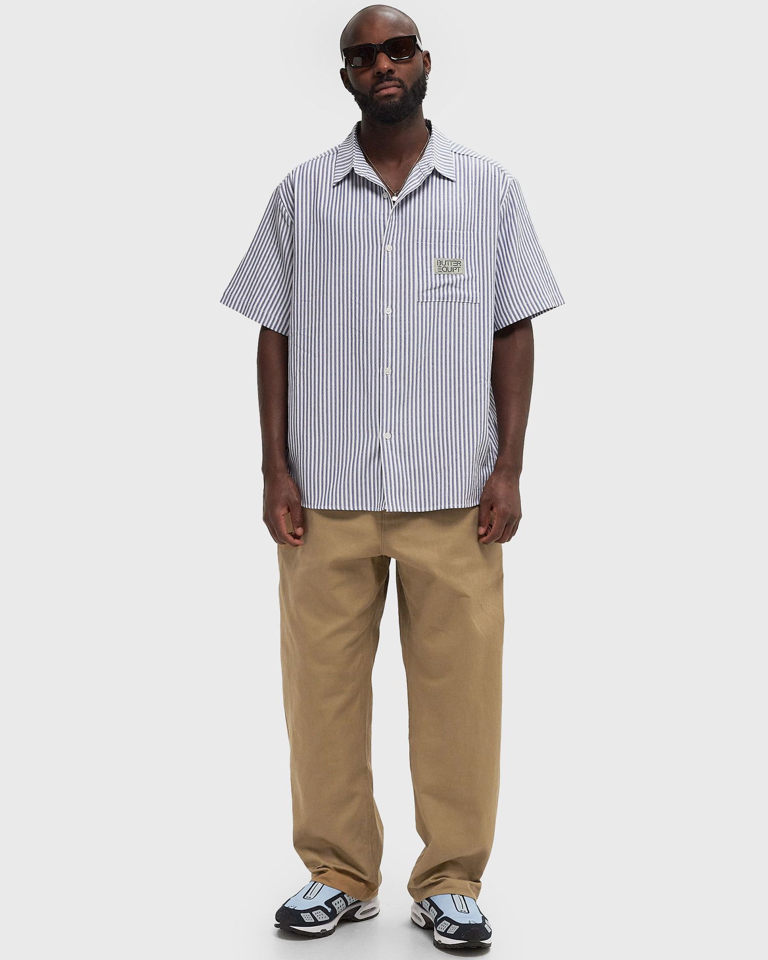 Риза Butter Goods Hickory Striped Short Sleeve Shirt Синьо | P20447, 1