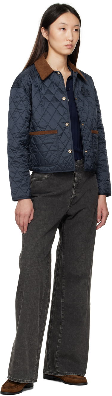 Яке Sporty & Rich Sporty & Rich H&W Crest Cropped Quilted Jacket Тъмно синьо | OW027620241BL106, 3