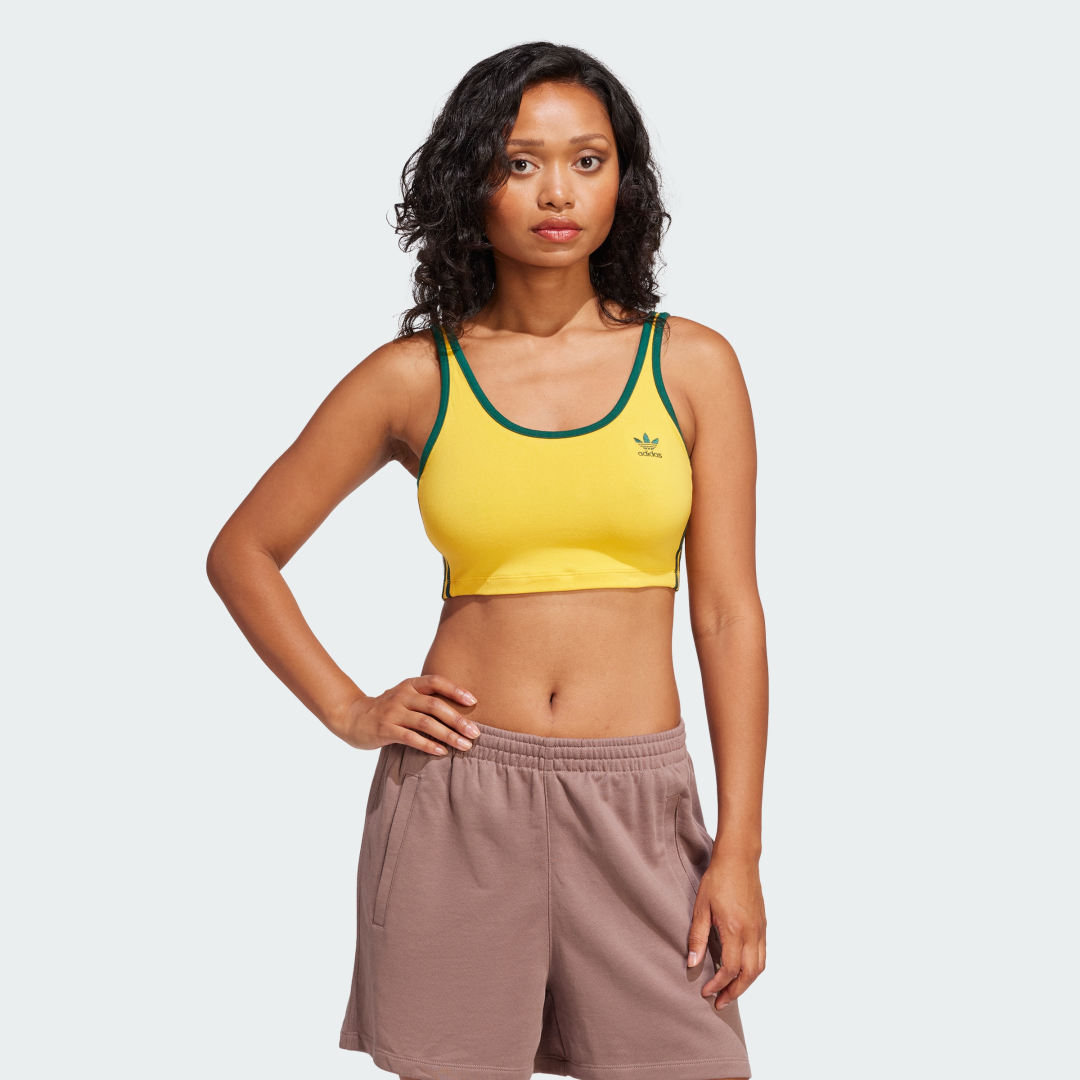 Сутиен adidas Performance 3-Stripes Crop Sports Bra Жълто | JP2291, 0