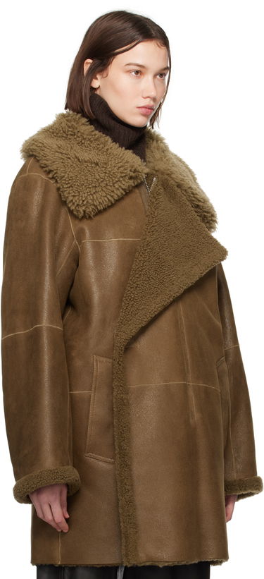 Палта LEMAIRE Lemaire Asymmetrical Shearling Coat Кафяво | CO1079 LL0037, 1