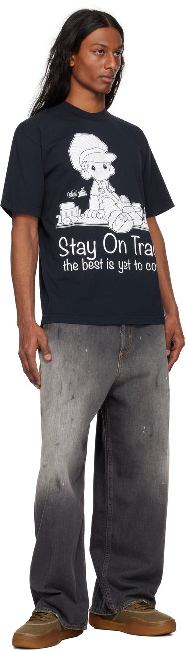 Тениска Online Ceramics Online Ceramics Precious Moments 'Stay On Track' T-Shirt Тъмно синьо | Stay On Track Navy SS Tee, 3