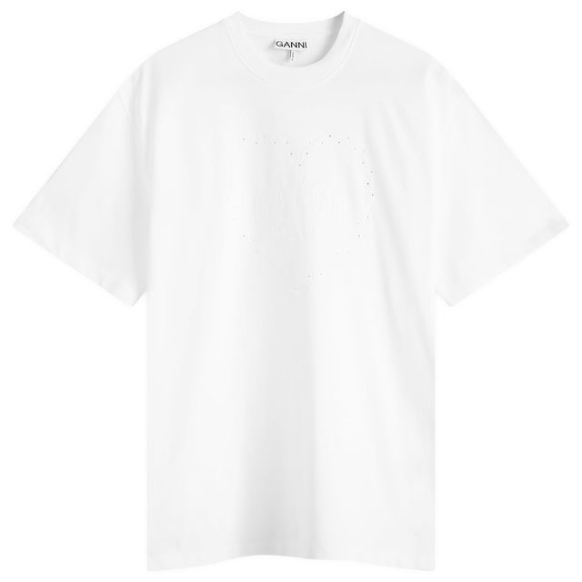 GANNI Heart Drop Shoulder T-Shirt, Size Large