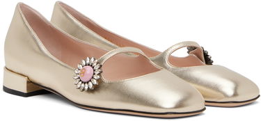 Кецове и обувки Valentino Valentino Garavani Mary-Jane Ballerina Flats with Crystal Embellishment Металик | 6W2S0LL7RKP, 3