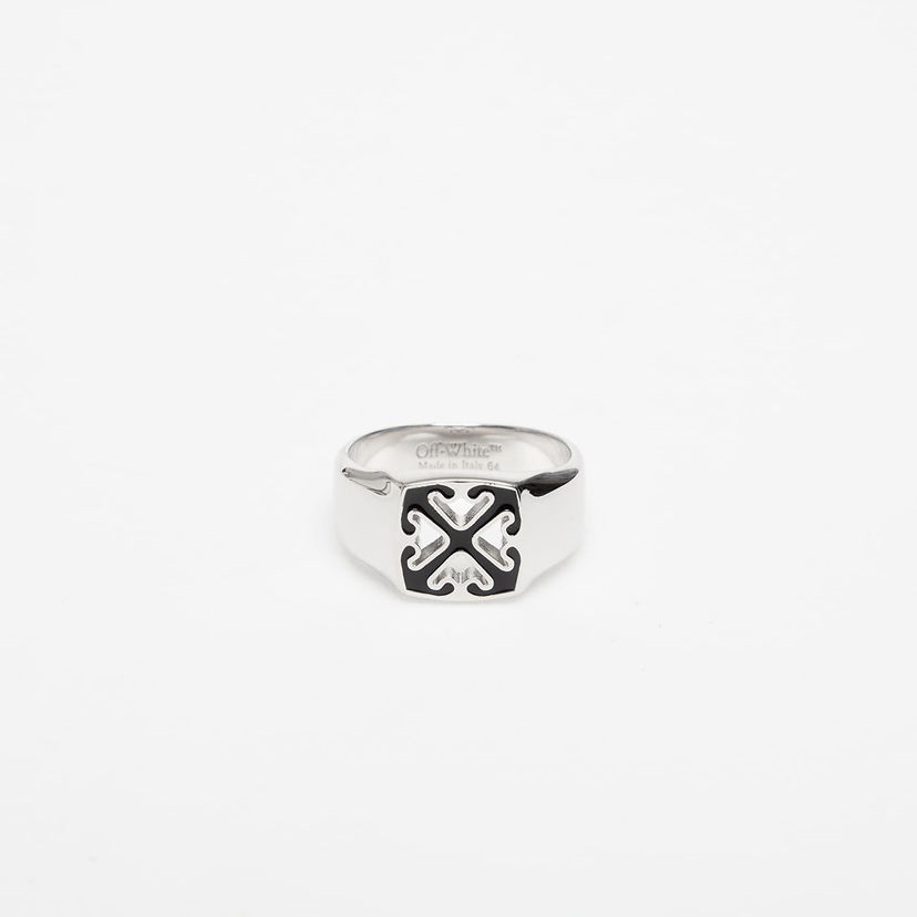 Пръстен Off-White Enamel Arrow Ring Silver/ Black Металик | OMOC078C99MET0017210