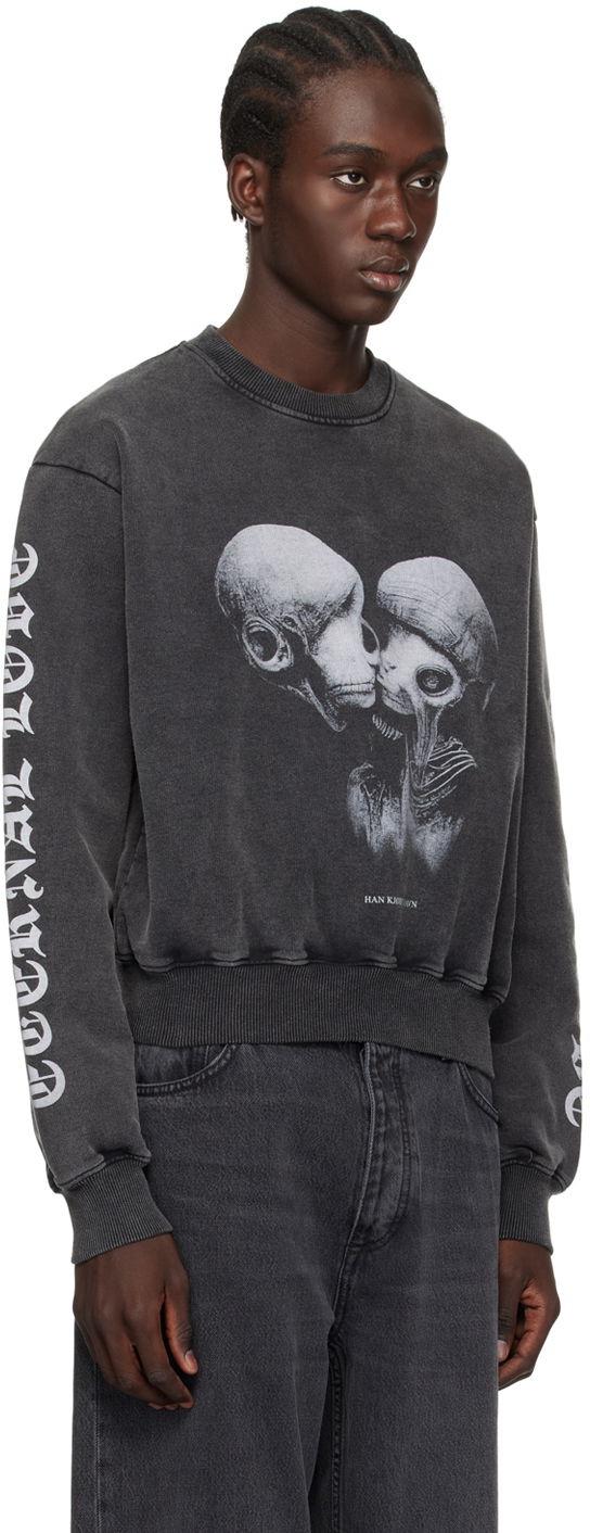 Суитчър Han Kjøbenhavn Aliens Kissing Graphic Sweatshirt Черно | M-133224, 1