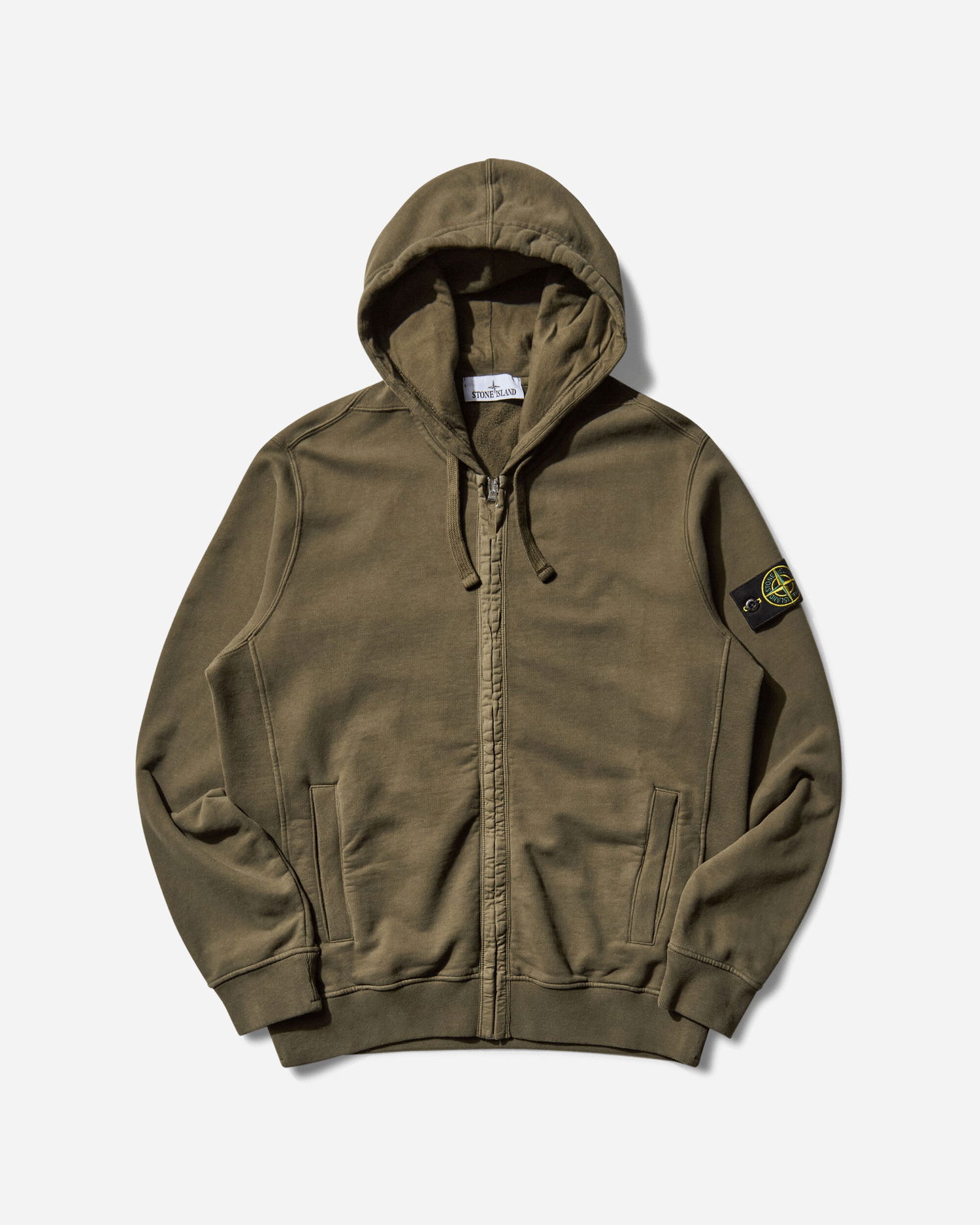 Суитчър Stone Island Garment Dyed Zip Hoodie Зелено | K2S15-6100067-S0A20 V0054, 1