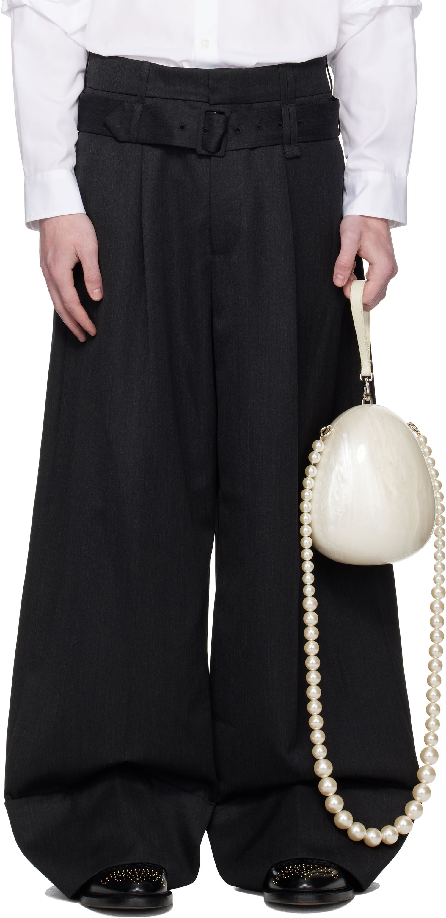 Панталони Simone Rocha Simone Rocha Wide Leg Multi Belt Loop Trousers Черно | 4159 1217, 0