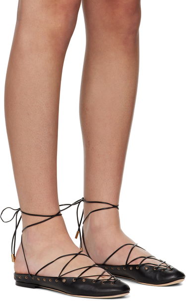 Кецове и обувки CHLOÉ Chloé 'Chloé' Ghillies Ballerina Flats Черно | CHC25U10BRI, 3