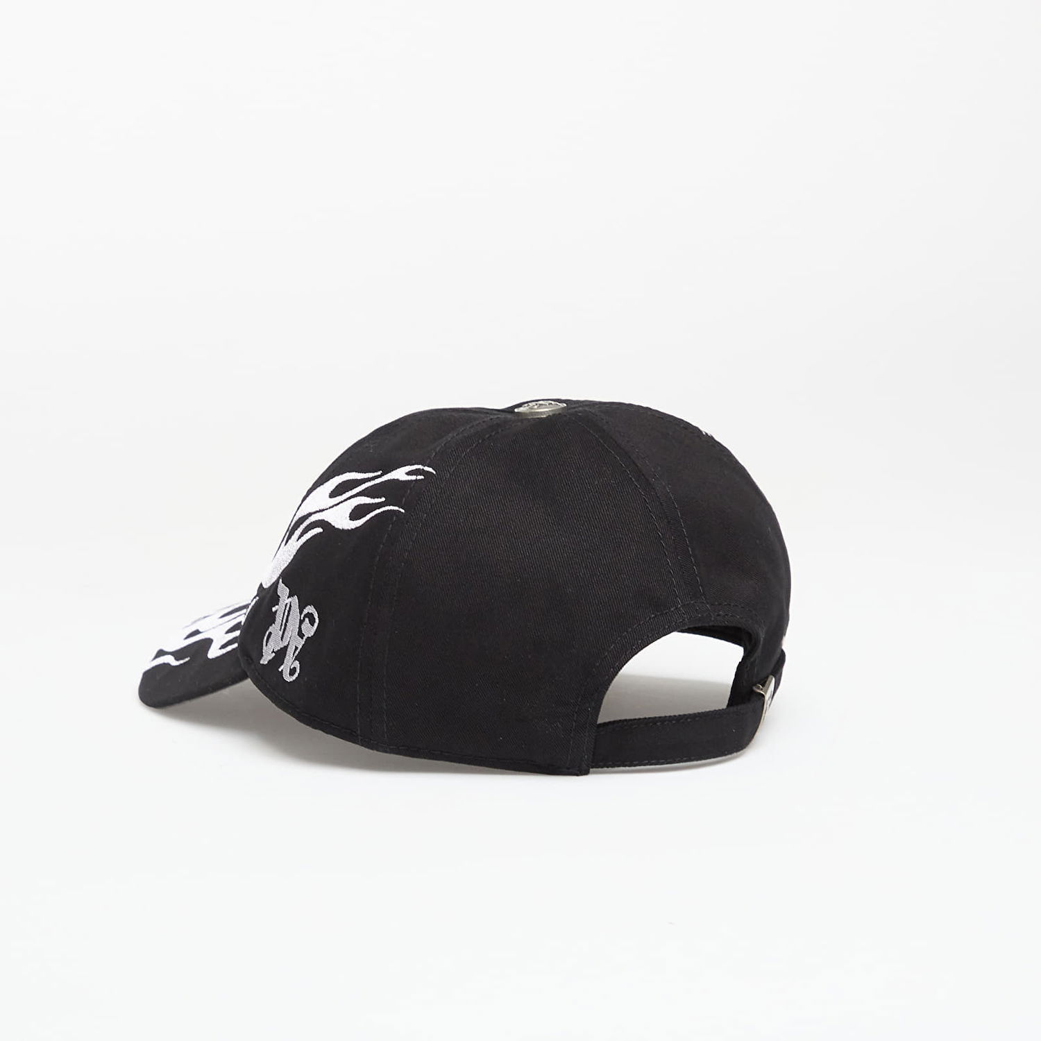 Шапка с козирка Palm Angels Curved Logo Flames Cap Black/ Light Grey Universal Черно | PMLB104F25FAB0061005, 1