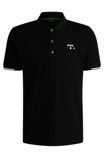 Mercerized Cotton Polo Shirt with Grid Trims