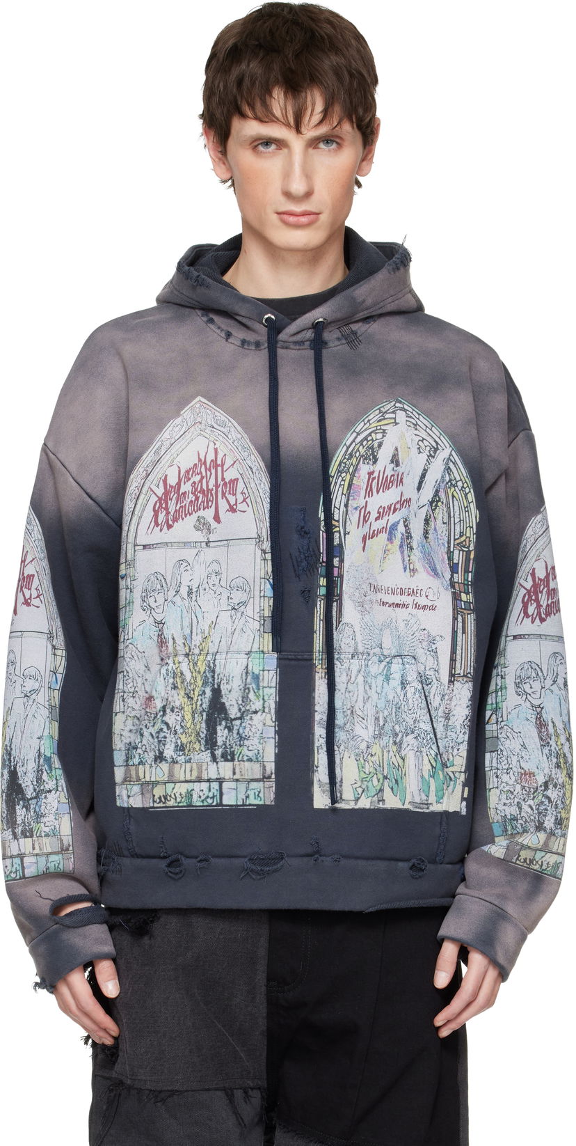 Суитчър Who Decides War Motley Stained Glass Distressed Hoodie Многоцветен | 1110490013FW25