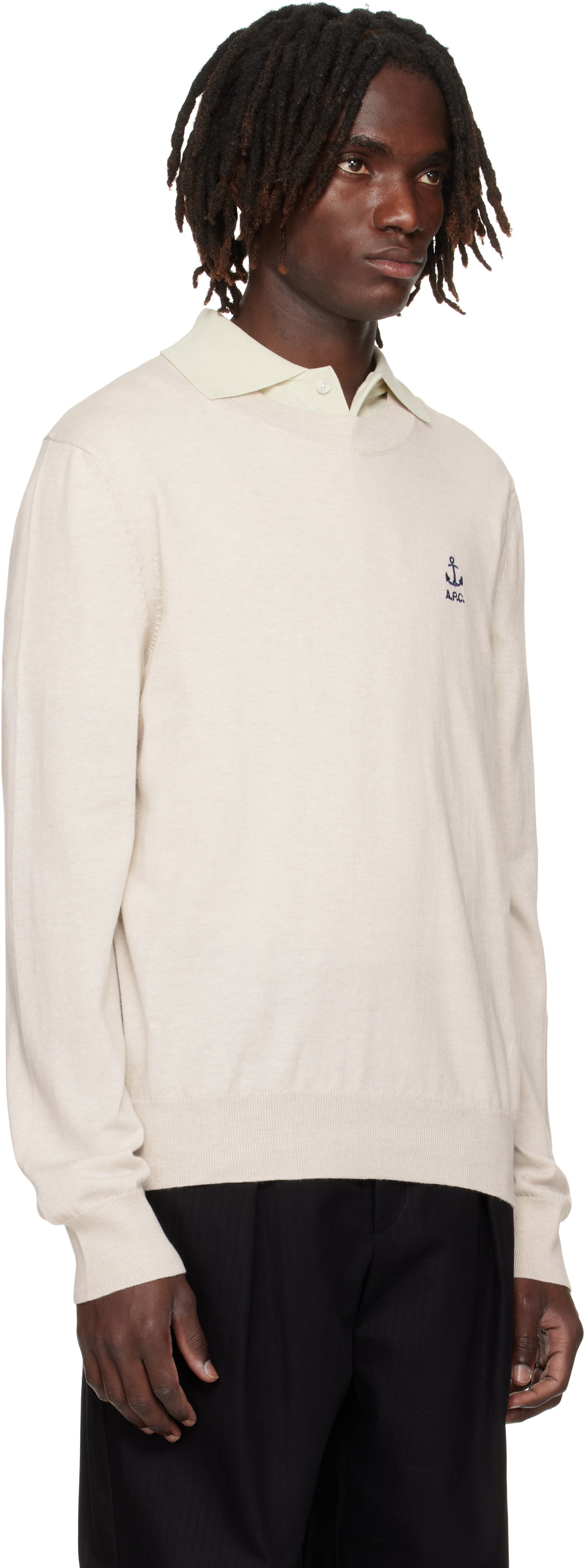Пуловер A.P.C. A.P.C. Gabin Anchor Logo Knit Sweater Бежово | COGDK-H23412, 1