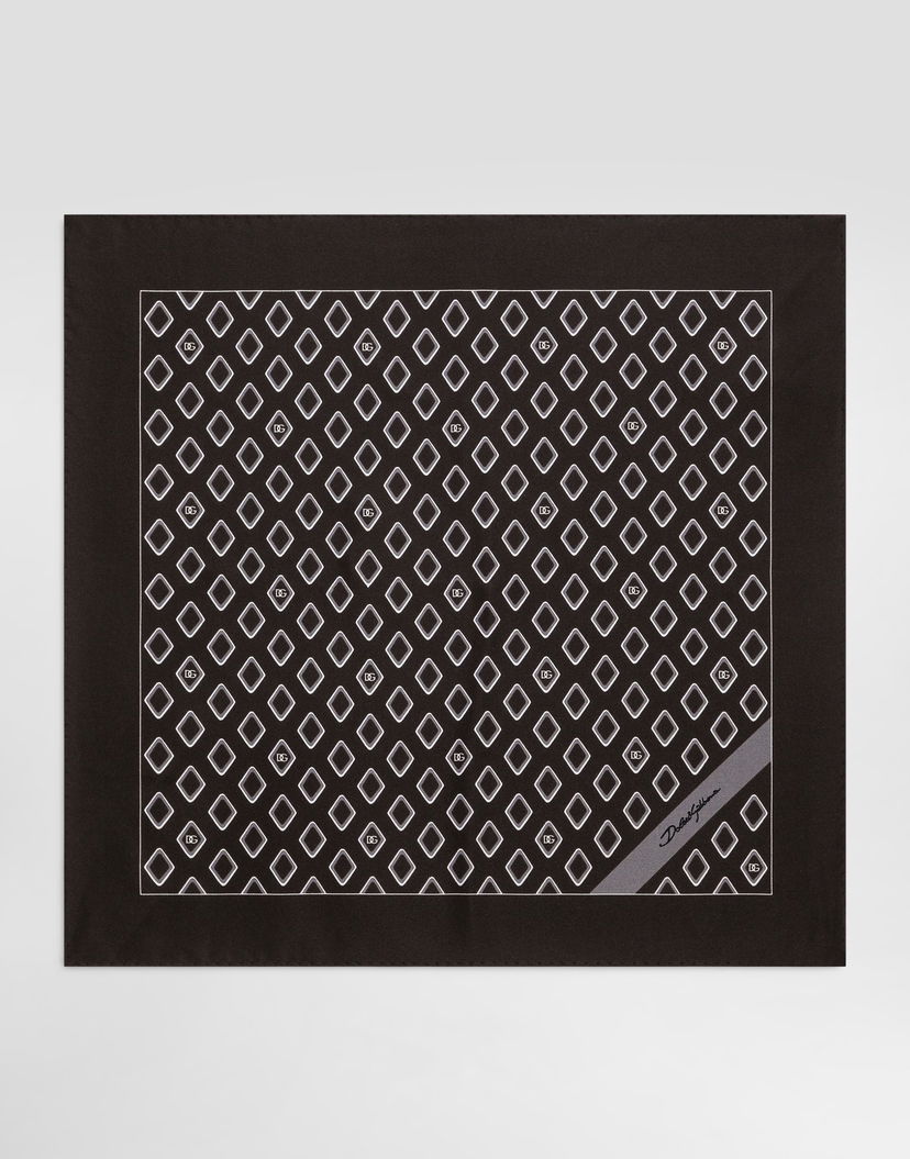 Шал Dolce & Gabbana Dolce & Gabbana Silk Pocket Square with Micro Diamond Print and Logo Черно | GR412EG0WUGM3725