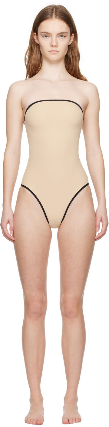 Бански TOTEME TOTEME Women's Bandeau One-Piece Swimsuit Бежово | 241-WSW1027-FB0097