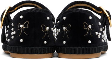 Кецове и обувки Valentino Garavani Endouce Velvet Mary-Jane Ballerina Flats with Pearl Embellishments and Embroidered Bows Черно | 7W2S0MQ8BNU, 1