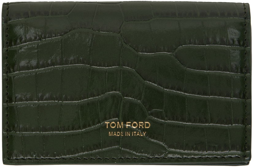 Портфейл Tom Ford Printed Croc Card Holder Зелено | Y0277-LCL403G