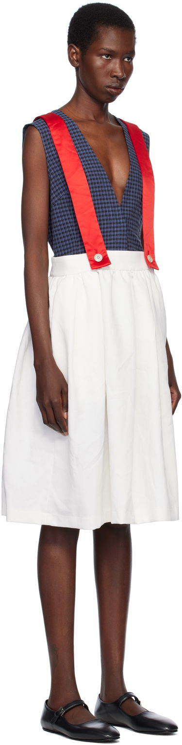 Пола Comme des Garçons Comme des Garçons Girl Gabardine & Satin Midi Skirt Бяло | NO-A005-051, 1