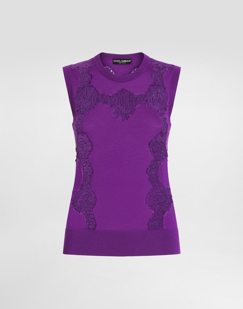 Потник Dolce & Gabbana Dolce & Gabbana Wool and Lace Tank Top Лилаво | FXT02TJDVCSF0571