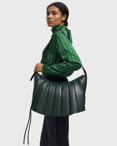 Дамска чанта Lacoste Pleated Leather Hobo Bag Зелено | NU5212DP-946, 2