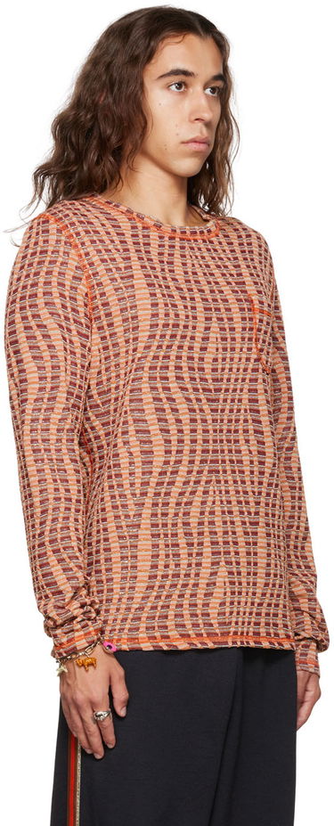 Тениска Anna Sui Exclusive Orange Stripe Long Sleeve T-Shirt Оранжево
 | M622G22, 3