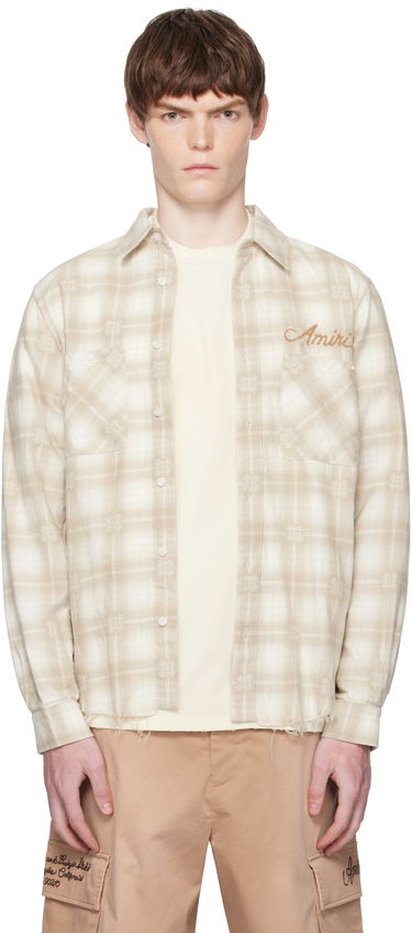 Риза AMIRI Amiri Bleach Bandana Patch Flannel Shirt Бежово | AMSTFL1015, 0