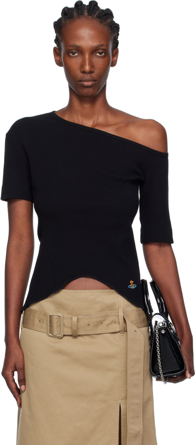 Тениска Vivienne Westwood Vivienne Westwood Asymmetrical Shoulder T-Shirt Черно | 1G010010-J009C-