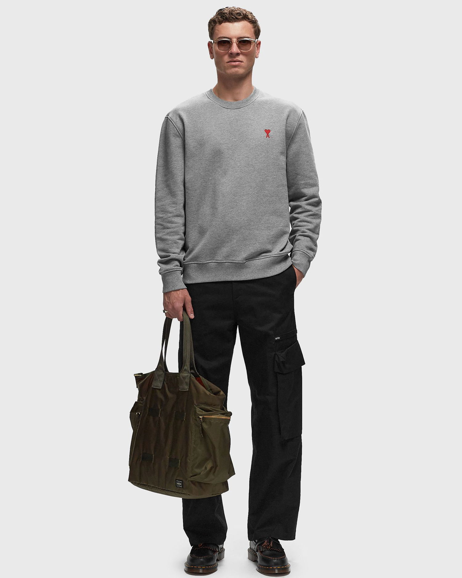 Суитчър AMI Small Heart Crewneck Sweatshirt Сиво | BFUSW001-730-055, 1