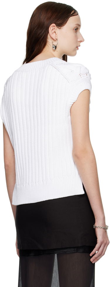 Пуловер Helmut Lang Cable Knit Vest Бяло | N01HW716, 2