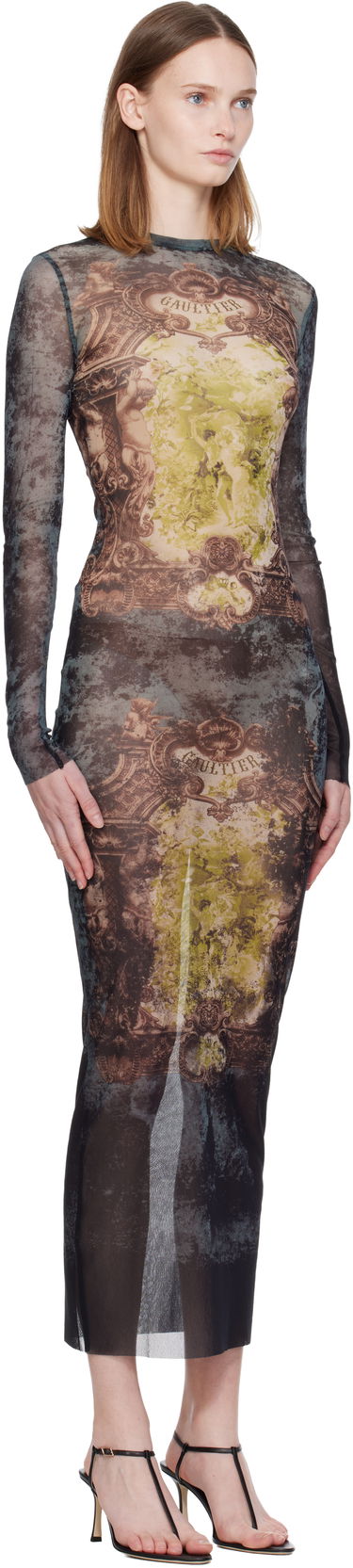 Pокля Jean Paul Gaultier The Long Médaillon Sheer Mesh Printed Maxi Dress Многоцветен | 25/04-W-DR023-M006P-005740, 1