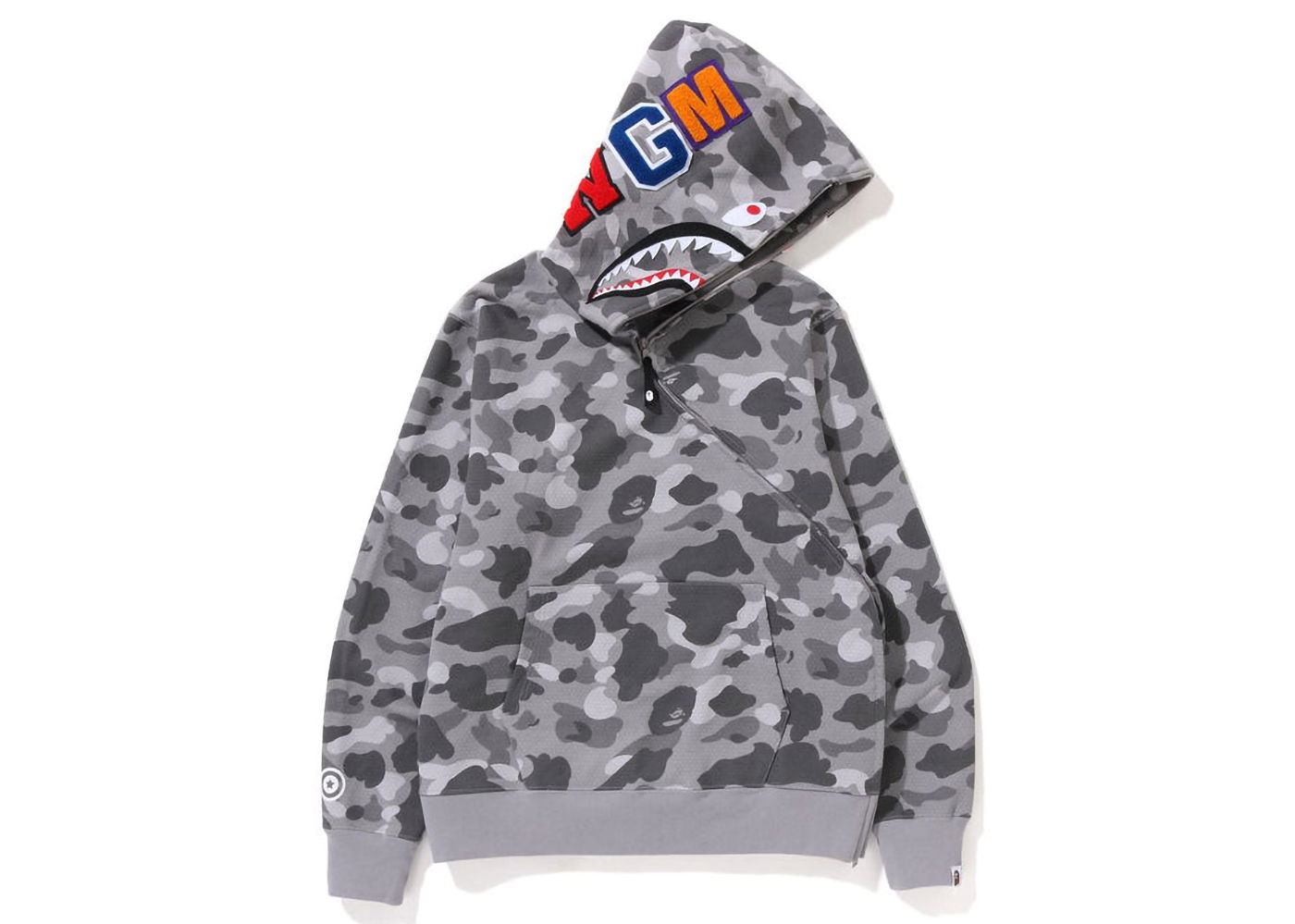 Суитчър BAPE Honeycomb Camo Shark Full Zip Hoodie Сиво | 1J30-115-009, 0