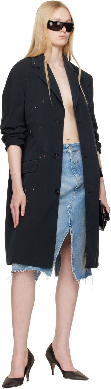 Пола Maison Margiela MM6 Maison Margiela Distressed Denim Midi Skirt Синьо | S62MI0034 M30018, 3