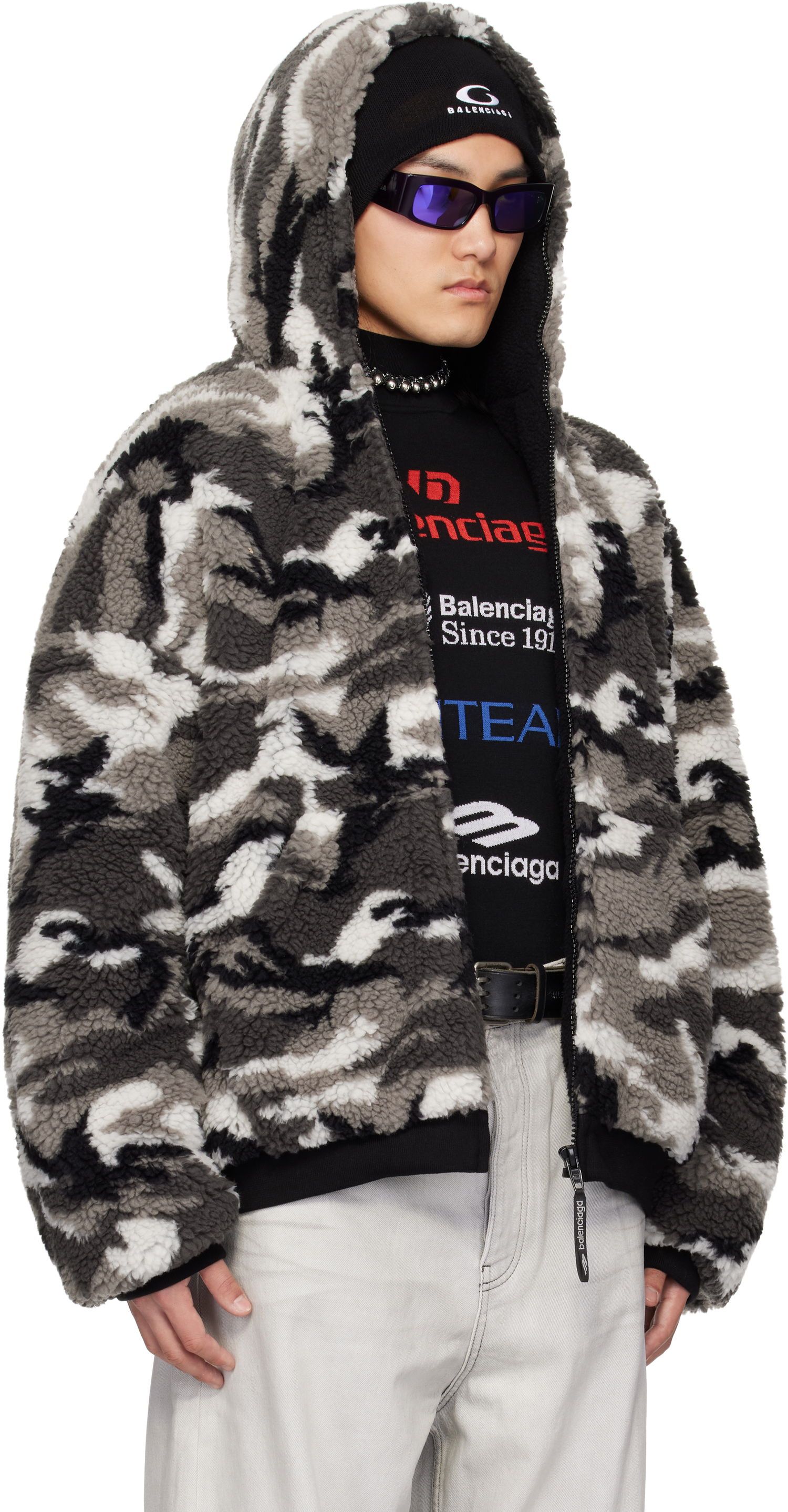 Яке бомбър Balenciaga Balenciaga Ski Zip-Up Fleece Hoodie Многоцветен | 809469-TPQ11-1240, 1