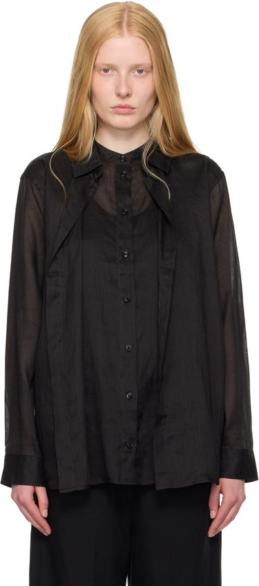 Риза TOTEME TOTEME Double Collar Linen Shirt Черно | 253-WRT0544-FB0434, 0