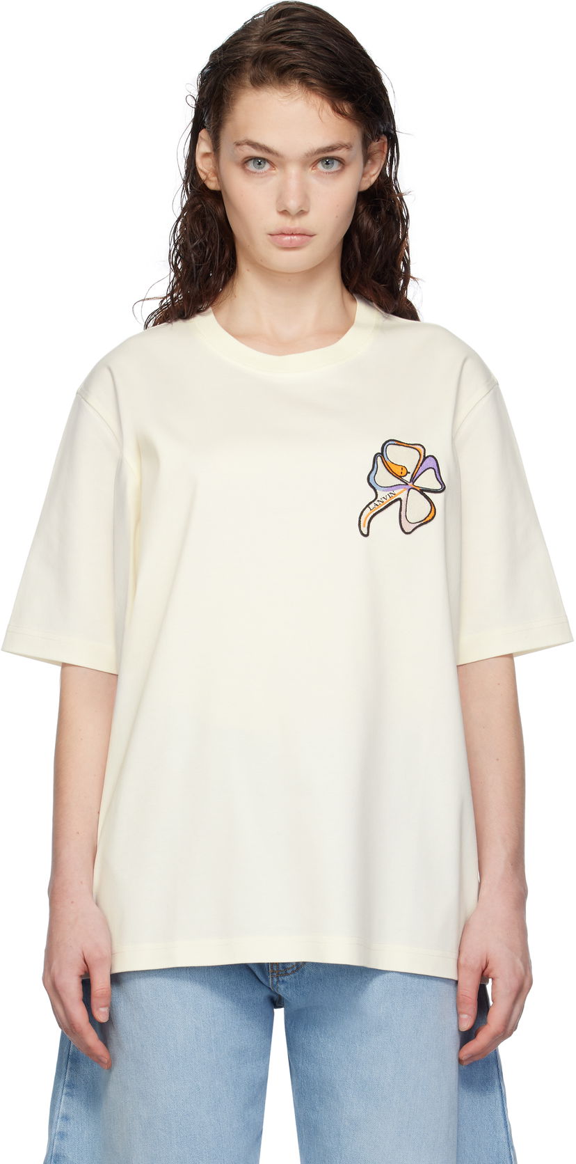 Тениска LANVIN Clover Snake Patch T-shirt Бяло | RU-TS0010-J156-H24