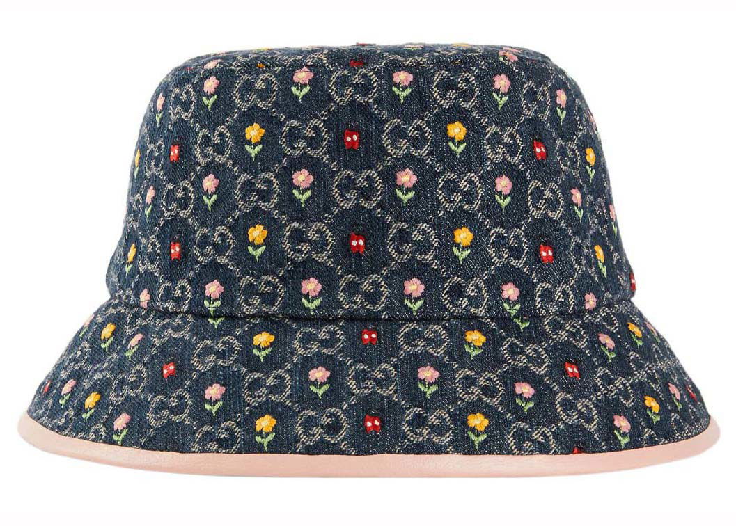 Шапка Gucci Embroidered Flower Denim Bucket Hat Blue Multi Многоцветен | 701697 3HAJC 4472, 0