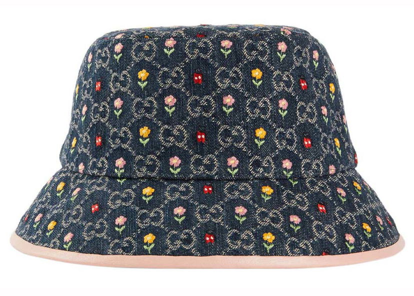 Шапка Gucci Embroidered Flower Denim Bucket Hat Blue Multi Многоцветен | 701697 3HAJC 4472