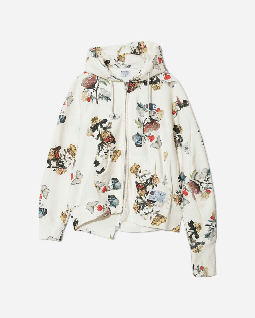 Суитчър UNDERCOVER Butterfly Floral All-Over Print Fleece Zip Hoodie Бяло | UC2E1802-2 001