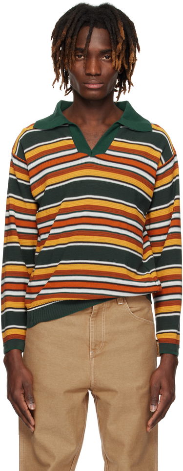 Пуловер Bode Bode Parakeet Stripe Long Sleeve Polo Многоцветен | MRS25KT022, 0