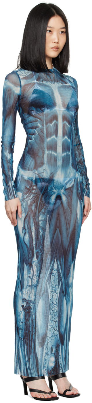 Pокля Jean Paul Gaultier 'The Écorché' Maxi Dress Синьо | 24/30-F-RO254-T554-505601, 1
