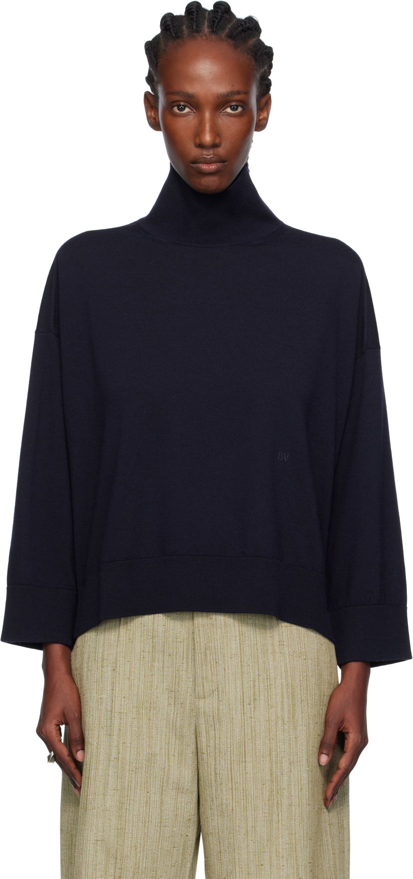 Пуловер Bottega Veneta Bottega Veneta Classic Wool Turtleneck Тъмно синьо | 753815 V37J0