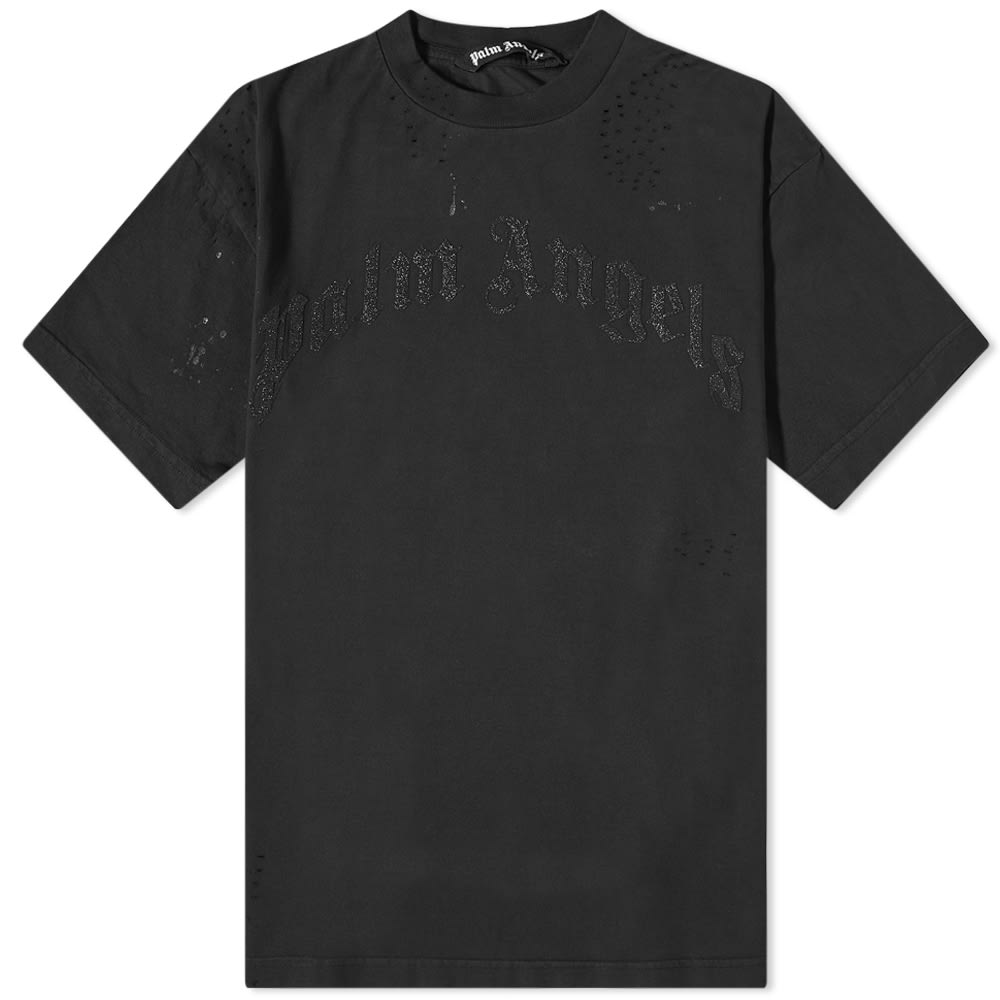 Тениска Palm Angels Glittered Logo Tee Черно | PMAA072F22JER0051010, 0