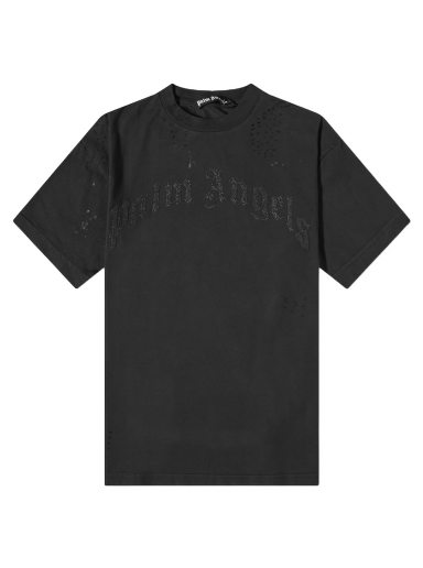 Тениска Palm Angels Glittered Logo Tee Черно | PMAA072F22JER0051010