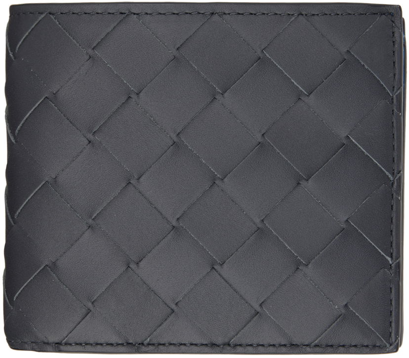 Портфейл Bottega Veneta Woven Leather Bi-Fold Wallet Сиво | 749412VCPQ6