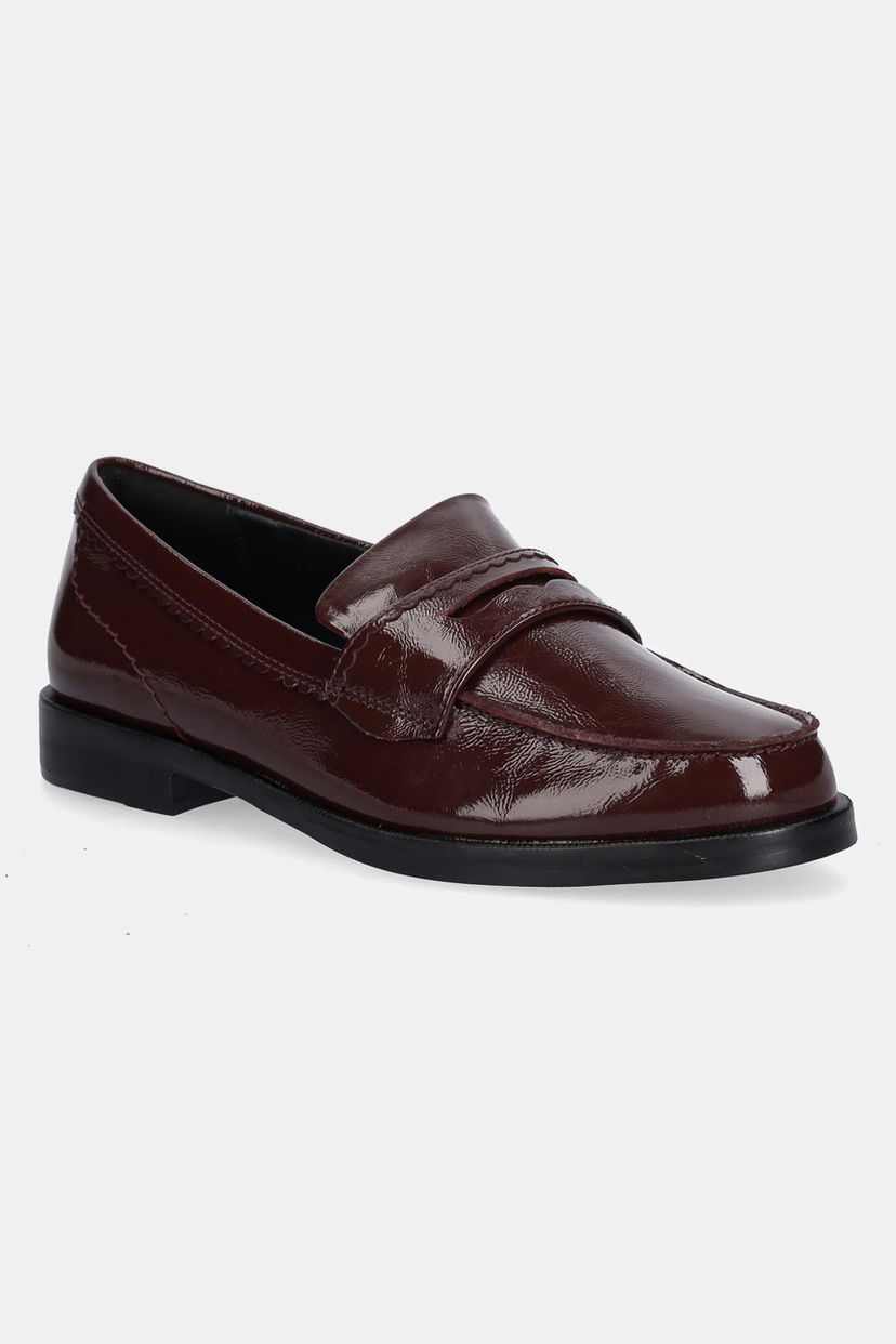 Кецове и обувки Clarks Originals Straven Edge Leather Loafers with Flat Heel Бургунди | 26184847