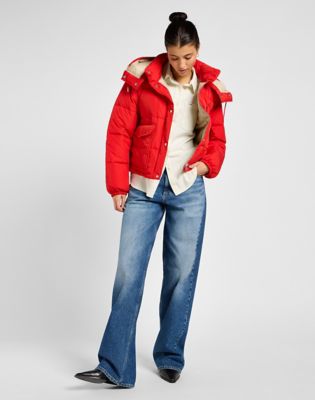 Пухо яке Lee Hooded Short Puffer Jacket Червено | 112355190, 1