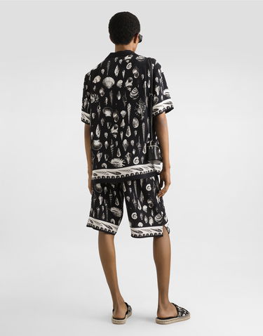 Риза Dolce & Gabbana Dolce & Gabbana Shell-Print Crepe Marocaine Hawaii Shirt Черно | G5JH9THI1ZFHN5PI, 2